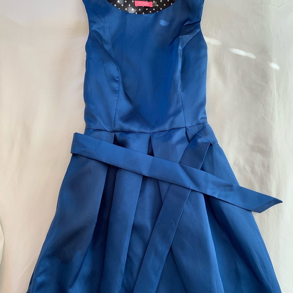 Blue satin cocktail dress